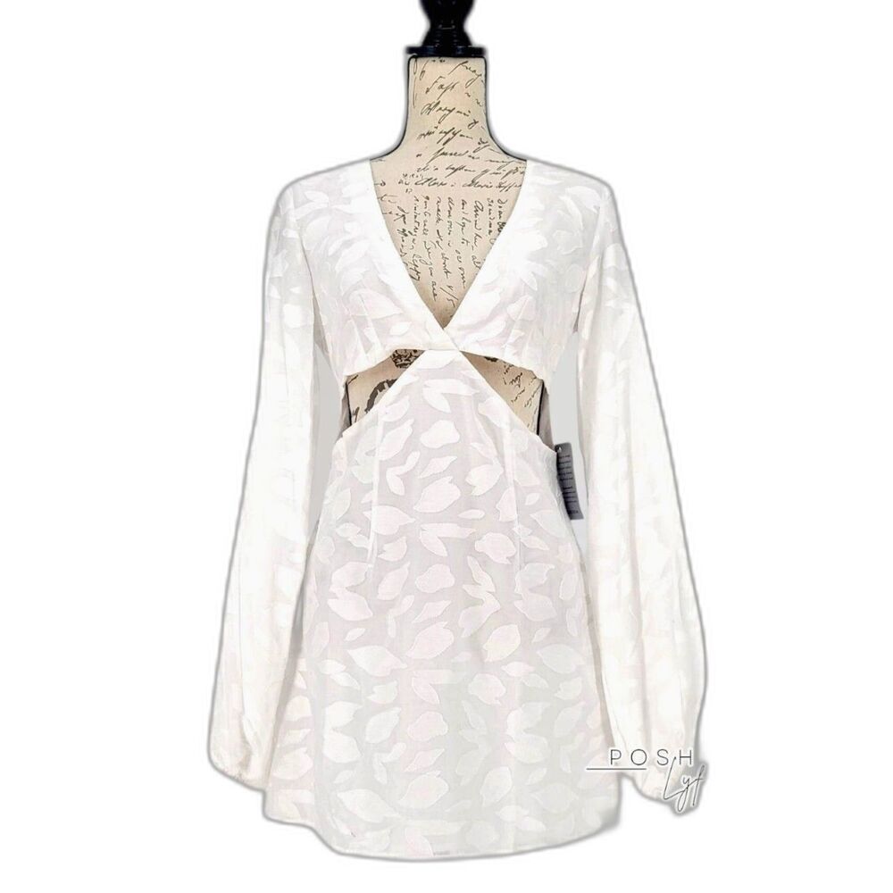 Rumer Giselle Cutout V Cut Cotton Minidress White Small